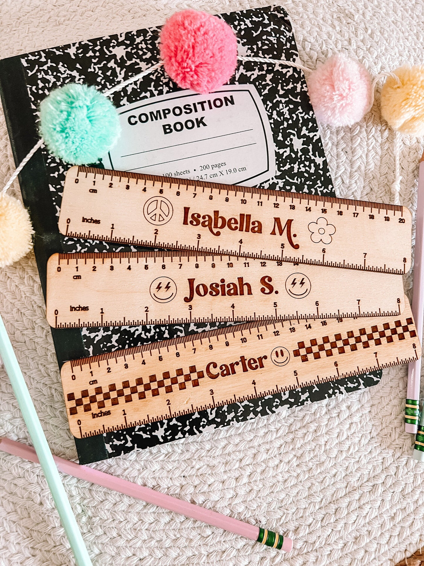 Personalized Ruler - Back To School - Kids Ruler - Retro Rulers - Wooden Rulers for Class - Grade School - 8 inch - Engraved Ruler -Supplies