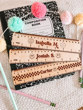 Load image into Gallery viewer, Personalized Ruler - Back To School - Kids Ruler - Retro Rulers - Wooden Rulers for Class - Grade School - 8 inch - Engraved Ruler -Supplies
