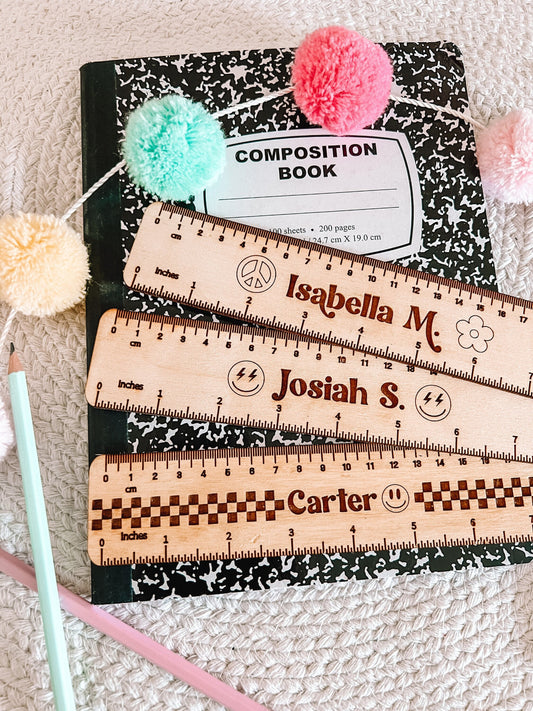 Personalized Ruler - Back To School - Kids Ruler - Retro Rulers - Wooden Rulers for Class - Grade School - 8 inch - Engraved Ruler -Supplies