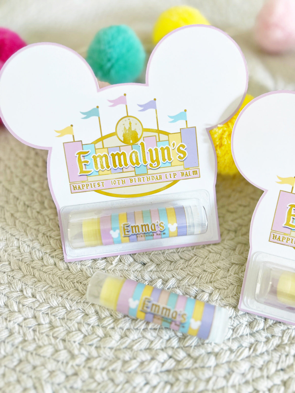 Magical Birthday Disneyland Lip Balm Party Favors - Vintage Mickey Party - Theme Park Birthday Party -Pastel Party -Classic -Retro - Gloss
