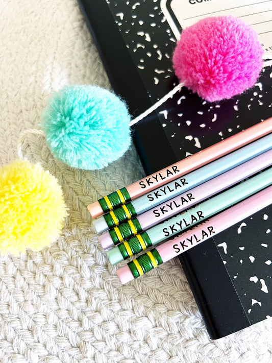 Personalized Pastel Pencils - Custom Pencils - Back To School - Engraved - Teacher Gift - Grade School - Number 2 - Classroom -Supplies