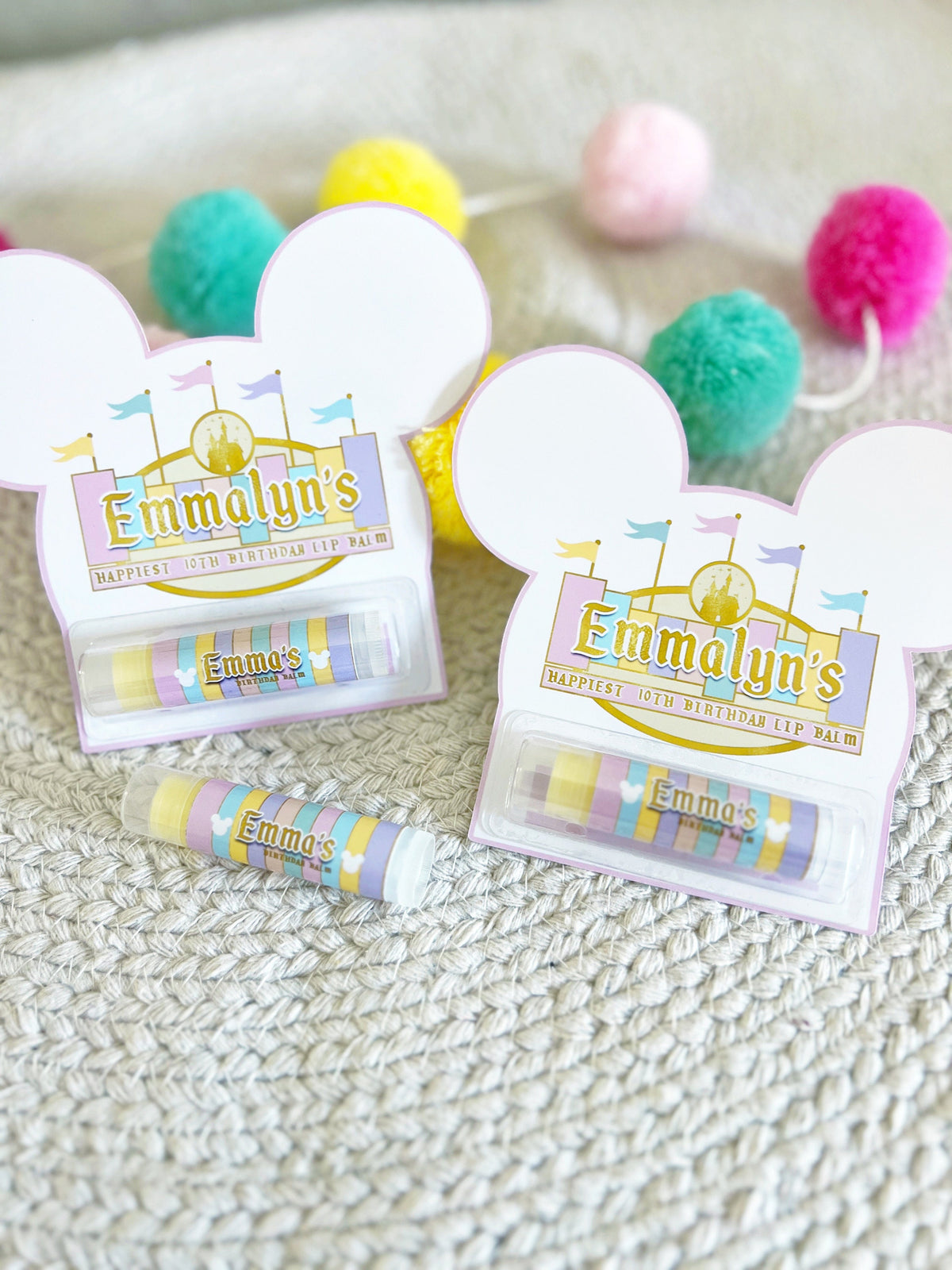 Magical Birthday Disneyland Lip Balm Party Favors - Vintage Mickey Party - Theme Park Birthday Party -Pastel Party -Classic -Retro - Gloss