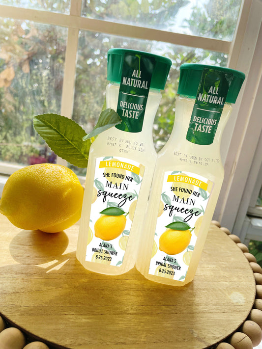 Main Squeeze Lemonade Labels - Bridal Shower - She found her main squeeze Favors - Stickers - Favors - Lemon - Pink Lemonade - Drinks - Bar