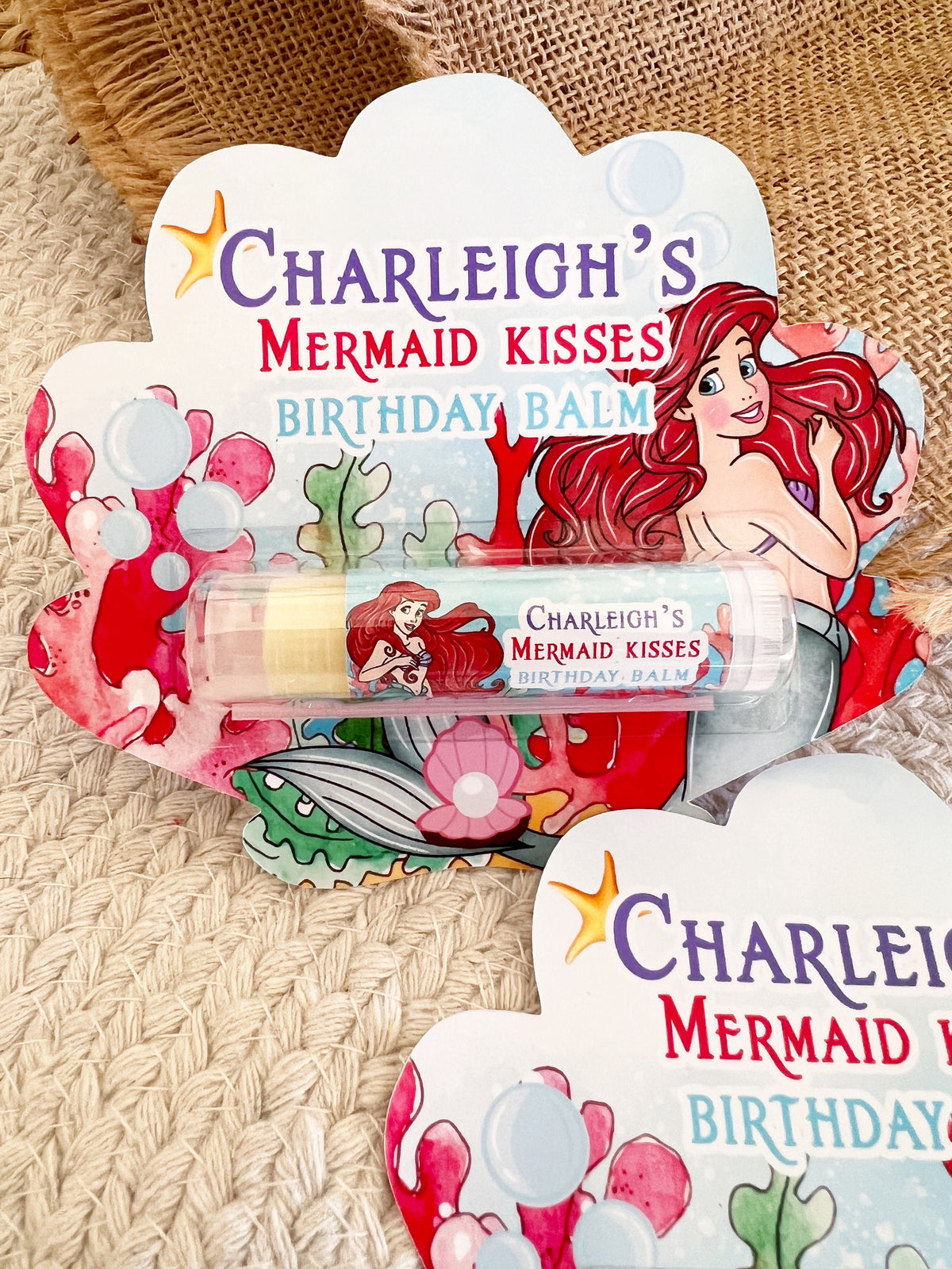The Little Mermaid Lip Balm Party Favors - Classic - Little Mermaid Party - Little Mermaid Favors - Ariel - Red - Mermaid Party Gloss