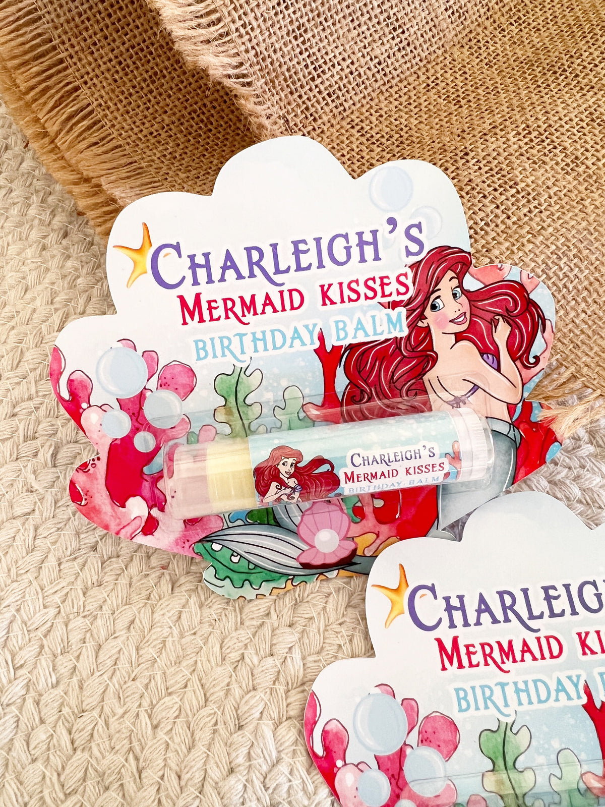 The Little Mermaid Lip Balm Party Favors - Classic - Little Mermaid Party - Little Mermaid Favors - Ariel - Red - Mermaid Party Gloss