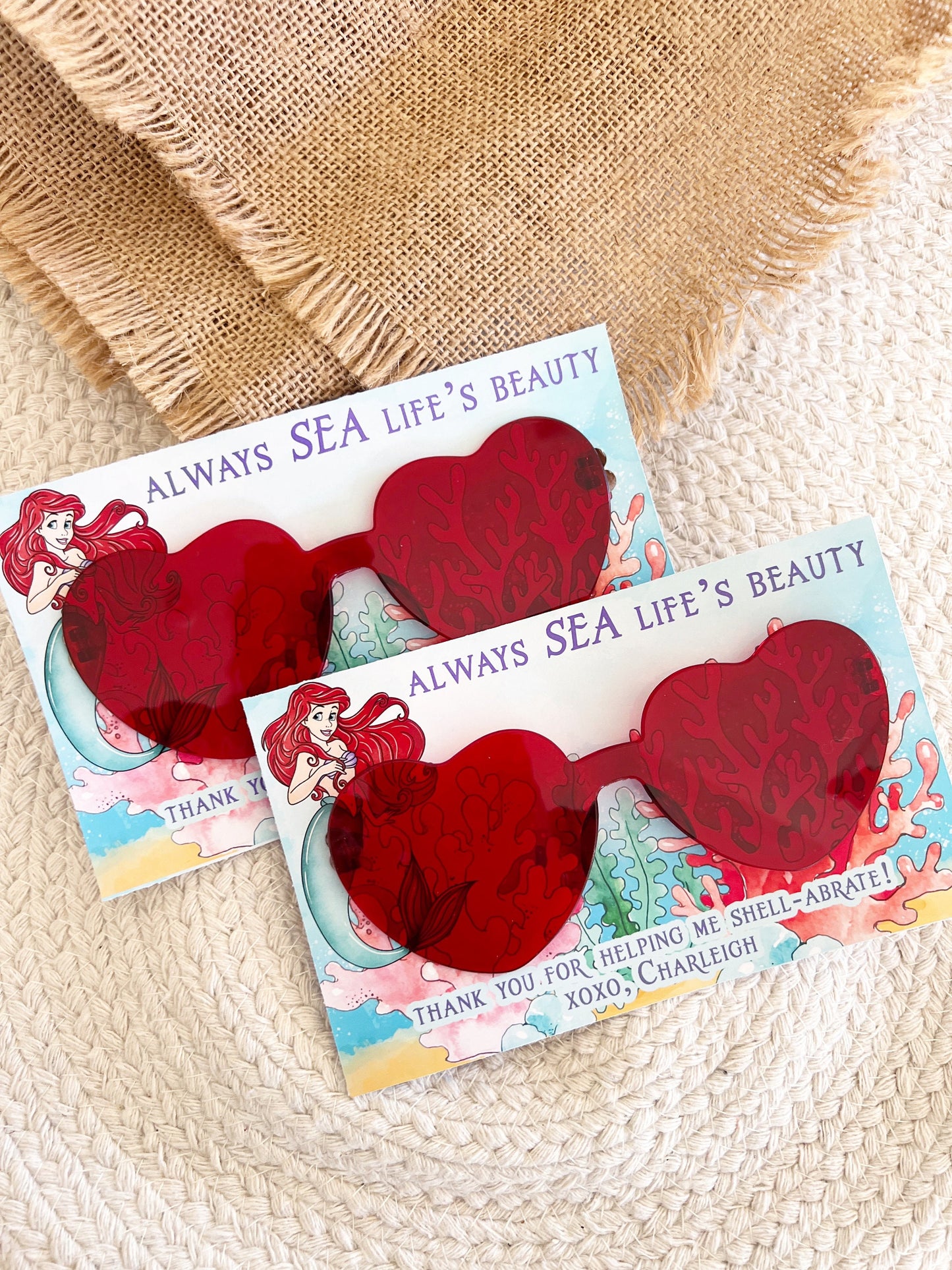 The Little Mermaid Sunglasses Favors - Classic Ariel - Little Mermaid Party - Little Mermaid Favors - Red Heart Glasses - Birthday Favors