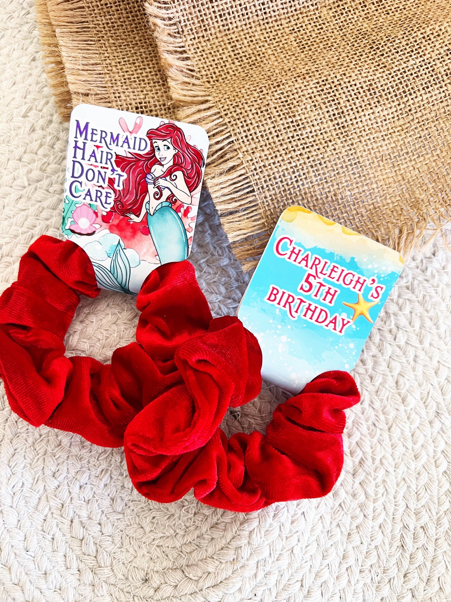 The Little Mermaid Scrunchie Party Favors - Classic Ariel - Little Mermaid Party - Little Mermaid Favors - Mermaid birthday - Hair Bows