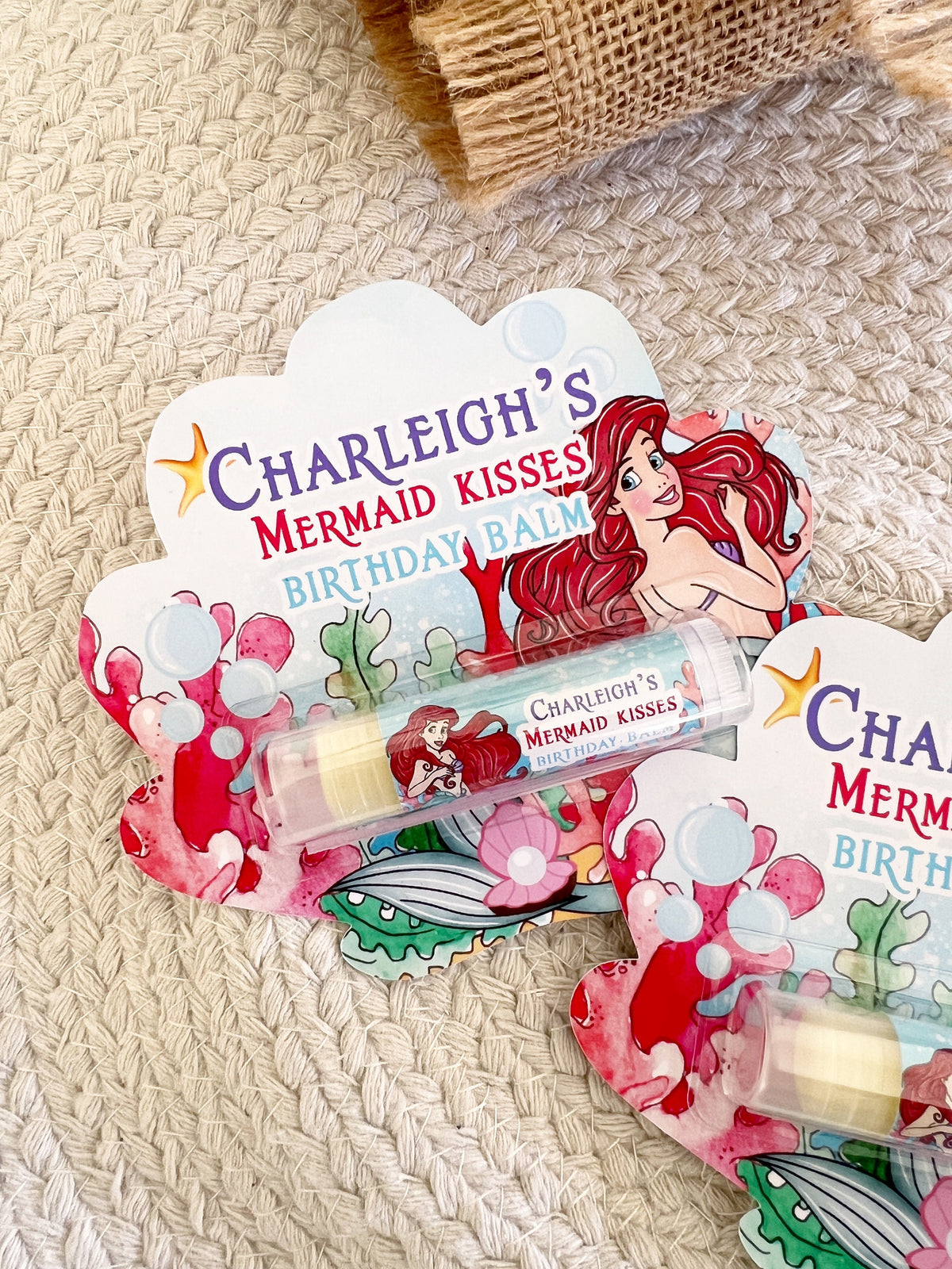 The Little Mermaid Lip Balm Party Favors - Classic - Little Mermaid Party - Little Mermaid Favors - Ariel - Red - Mermaid Party Gloss