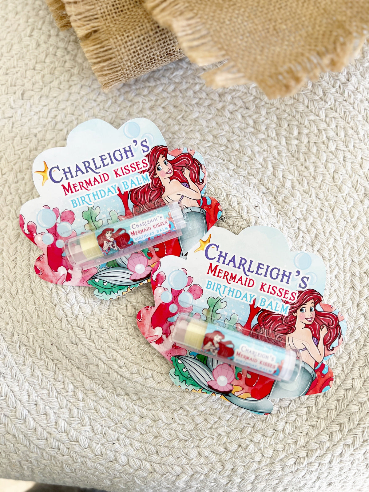 The Little Mermaid Lip Balm Party Favors - Classic - Little Mermaid Party - Little Mermaid Favors - Ariel - Red - Mermaid Party Gloss