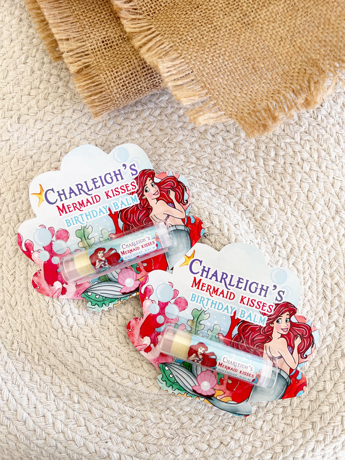 The Little Mermaid Lip Balm Party Favors - Classic - Little Mermaid Party - Little Mermaid Favors - Ariel - Red - Mermaid Party Gloss