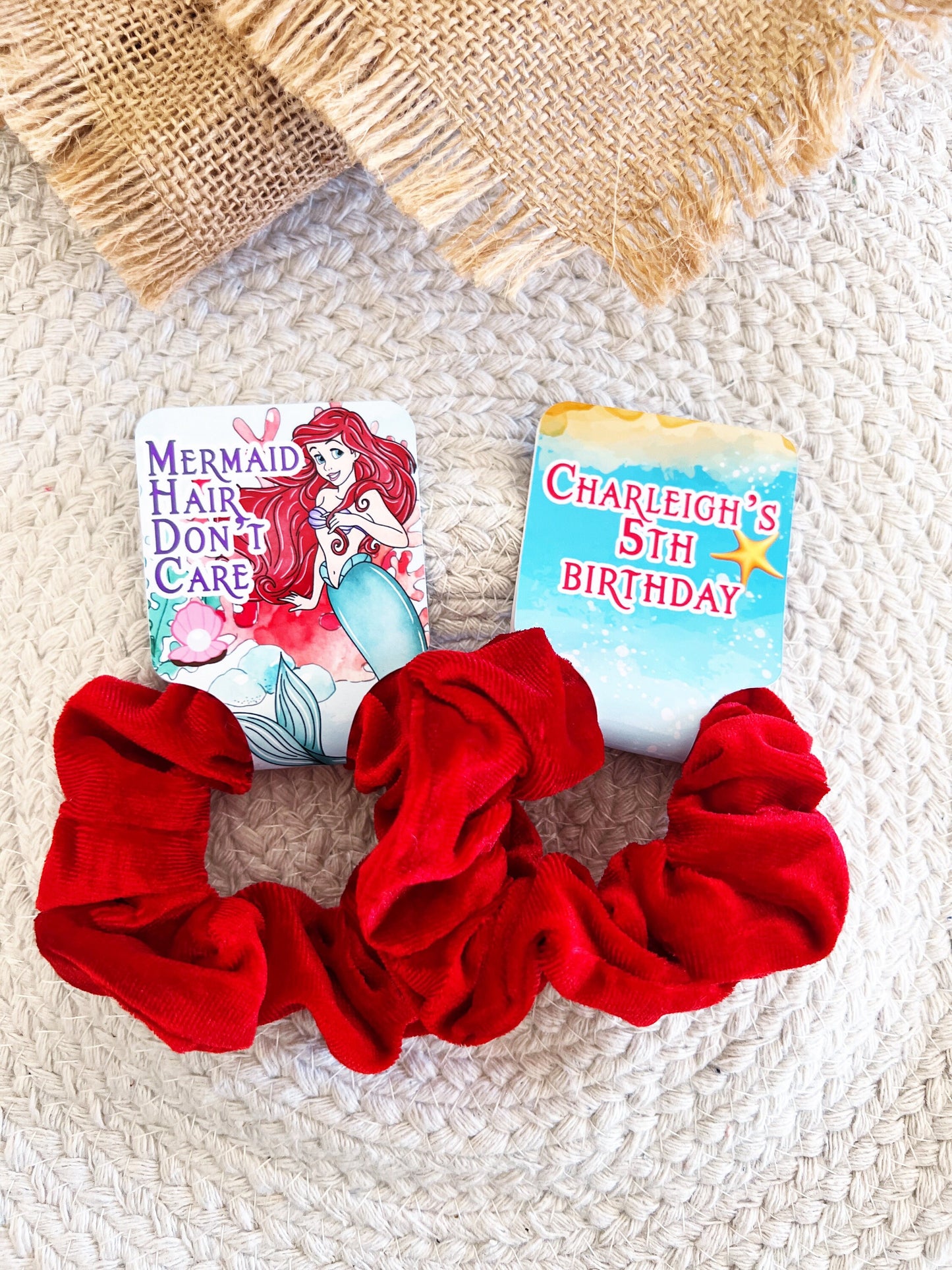The Little Mermaid Scrunchie Party Favors - Classic Ariel - Little Mermaid Party - Little Mermaid Favors - Mermaid birthday - Hair Bows