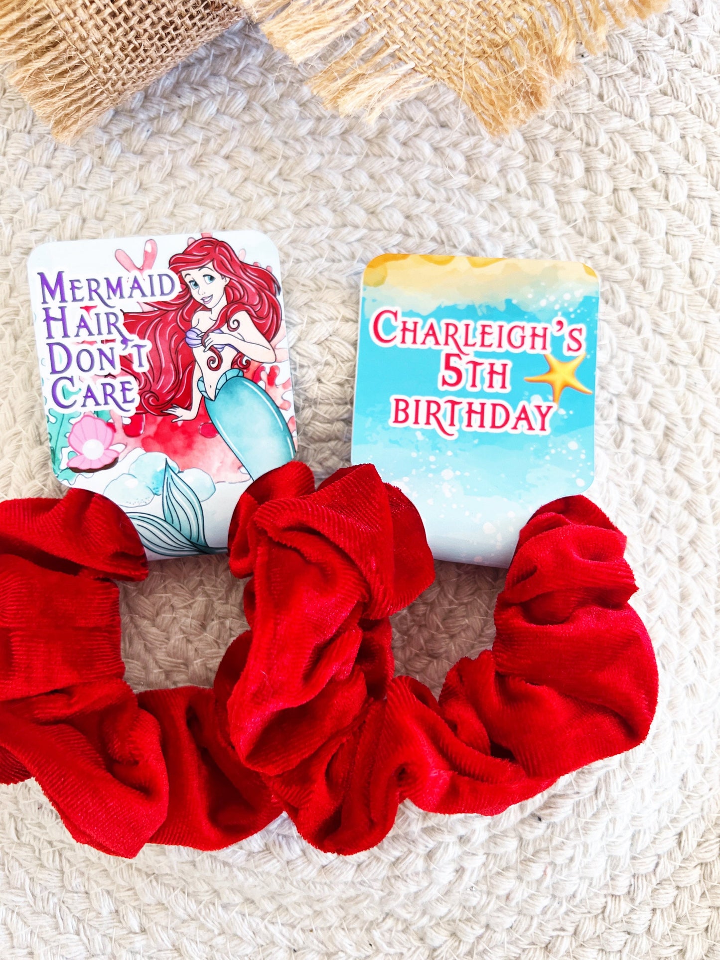 The Little Mermaid Scrunchie Party Favors - Classic Ariel - Little Mermaid Party - Little Mermaid Favors - Mermaid birthday - Hair Bows