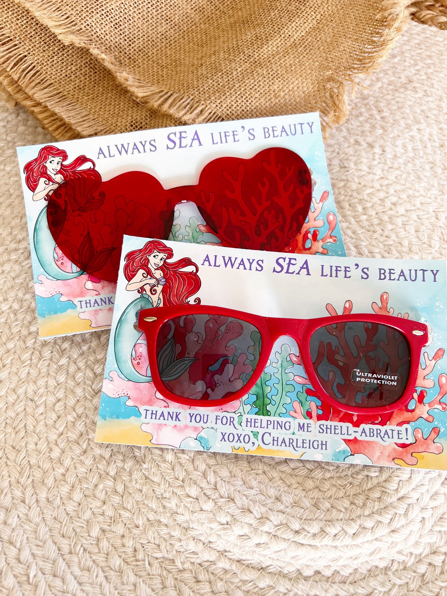 The Little Mermaid Sunglasses Favors - Classic Ariel - Little Mermaid Party - Little Mermaid Favors - Red Heart Glasses - Birthday Favors