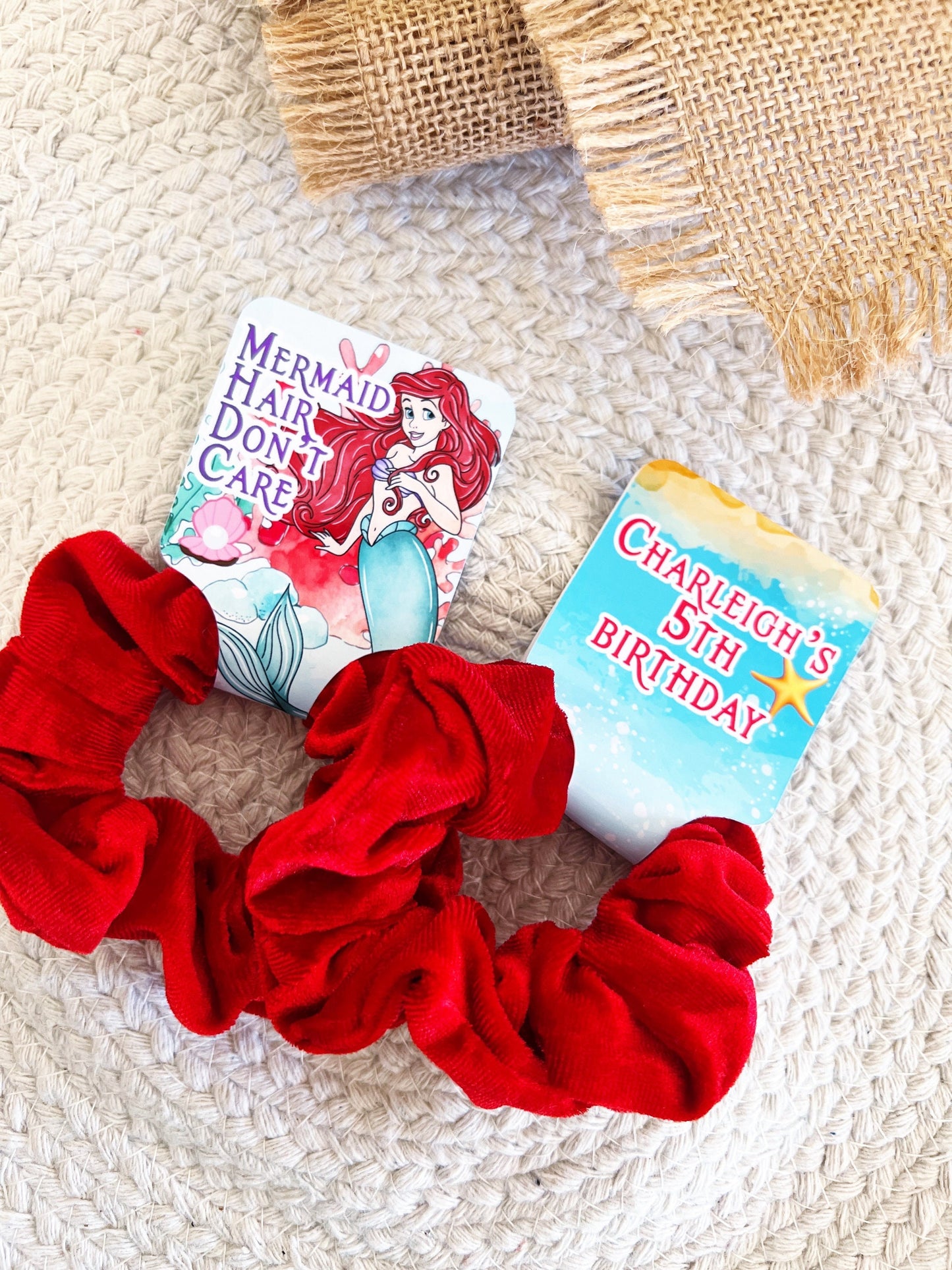 The Little Mermaid Scrunchie Party Favors - Classic Ariel - Little Mermaid Party - Little Mermaid Favors - Mermaid birthday - Hair Bows