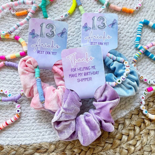 EDITABLE Birthday Era Scrunchie Friendship Bracelet Party Favors - Birthday Version - Favors - Birthtay - It's me hi im the birthday girl