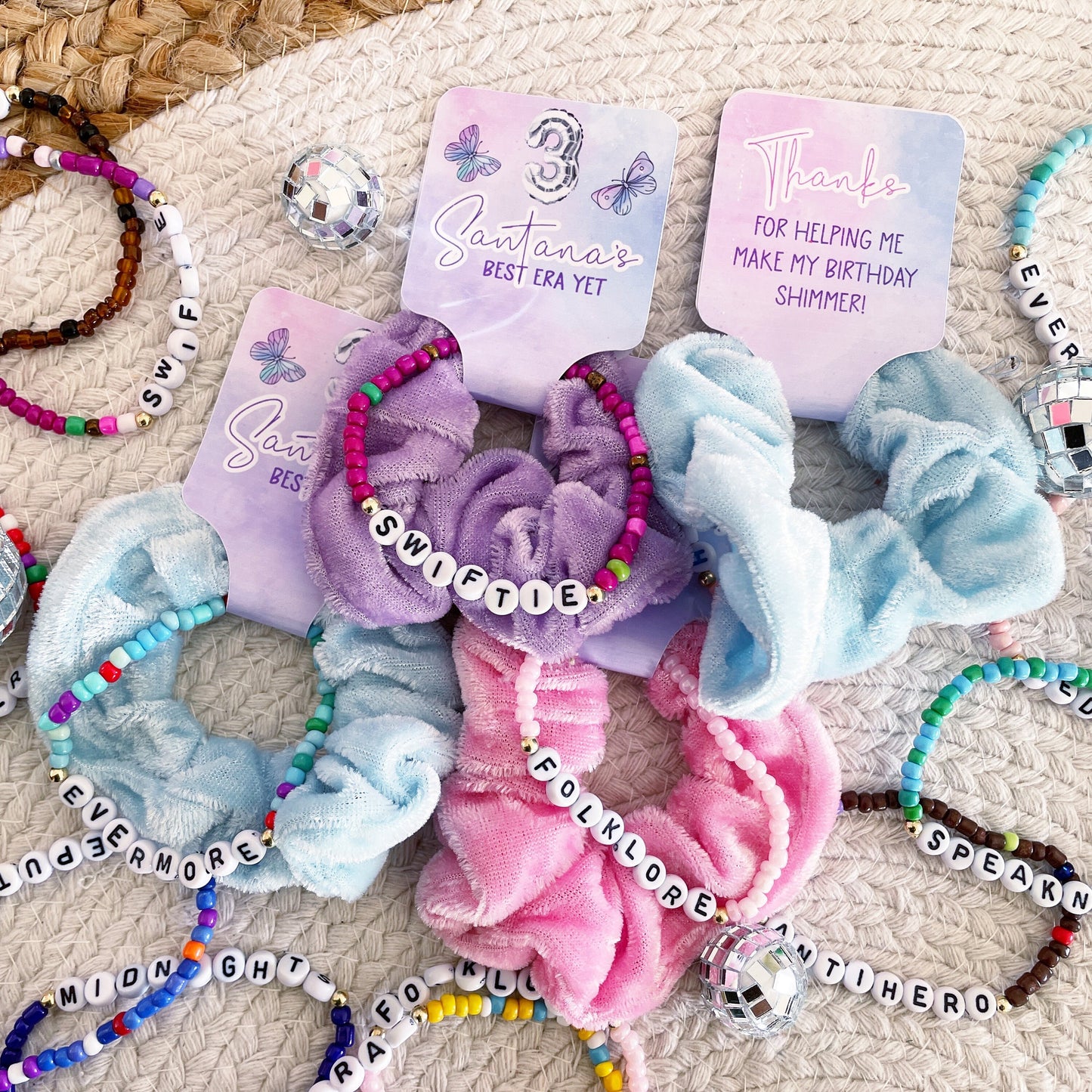 Birthday Era Scrunchie Friendship Bracelet Party Favors - Birthday Version - Favors - Birthtay - It's me hi im the birthday girl its me -ERA