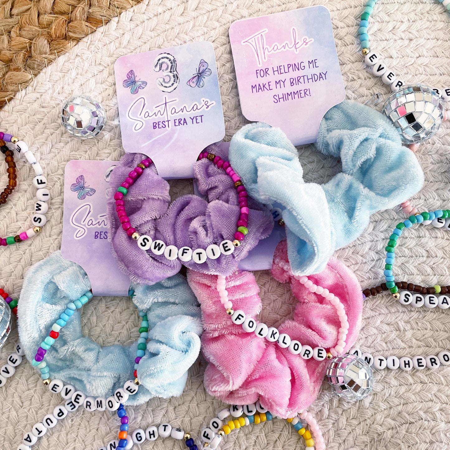 Birthday Era Scrunchie Friendship Bracelet Party Favors - Birthday Version - Favors - Birthtay - It's me hi im the birthday girl its me -ERA