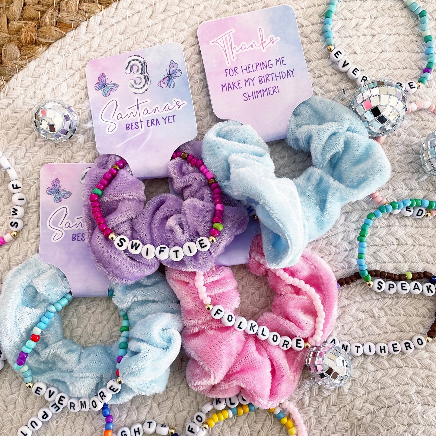 Birthday Era Scrunchie Friendship Bracelet Party Favors - Birthday Version - Favors - Birthtay - It's me hi im the birthday girl its me -ERA