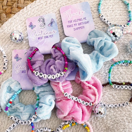 Birthday Era Scrunchie Friendship Bracelet Party Favors - Birthday Version - Favors - Birthtay - It's me hi im the birthday girl its me -ERA