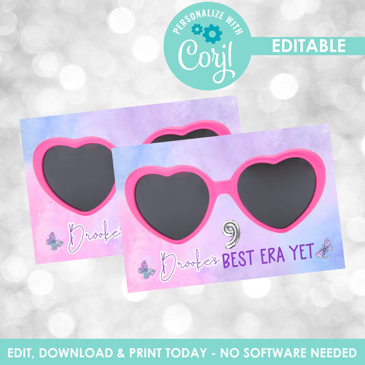 EDITABLE Birthday Era Sunglasses Party Favors - Birthday Version - Favors - Birthtay - It's me hi im the birthday girl