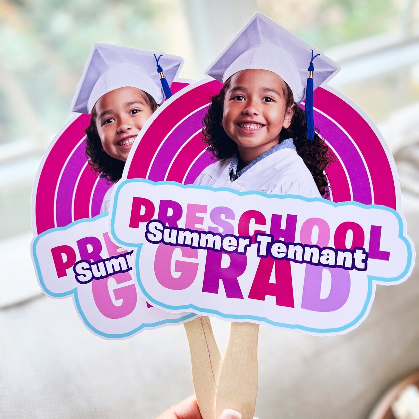 KINDERGARTEN GRADUATION Fans - Kinder Grad - Pre K - Hand Fans - Personalized Fans - Class Of - Graduation Gifts - Kindergarten Class - Pink