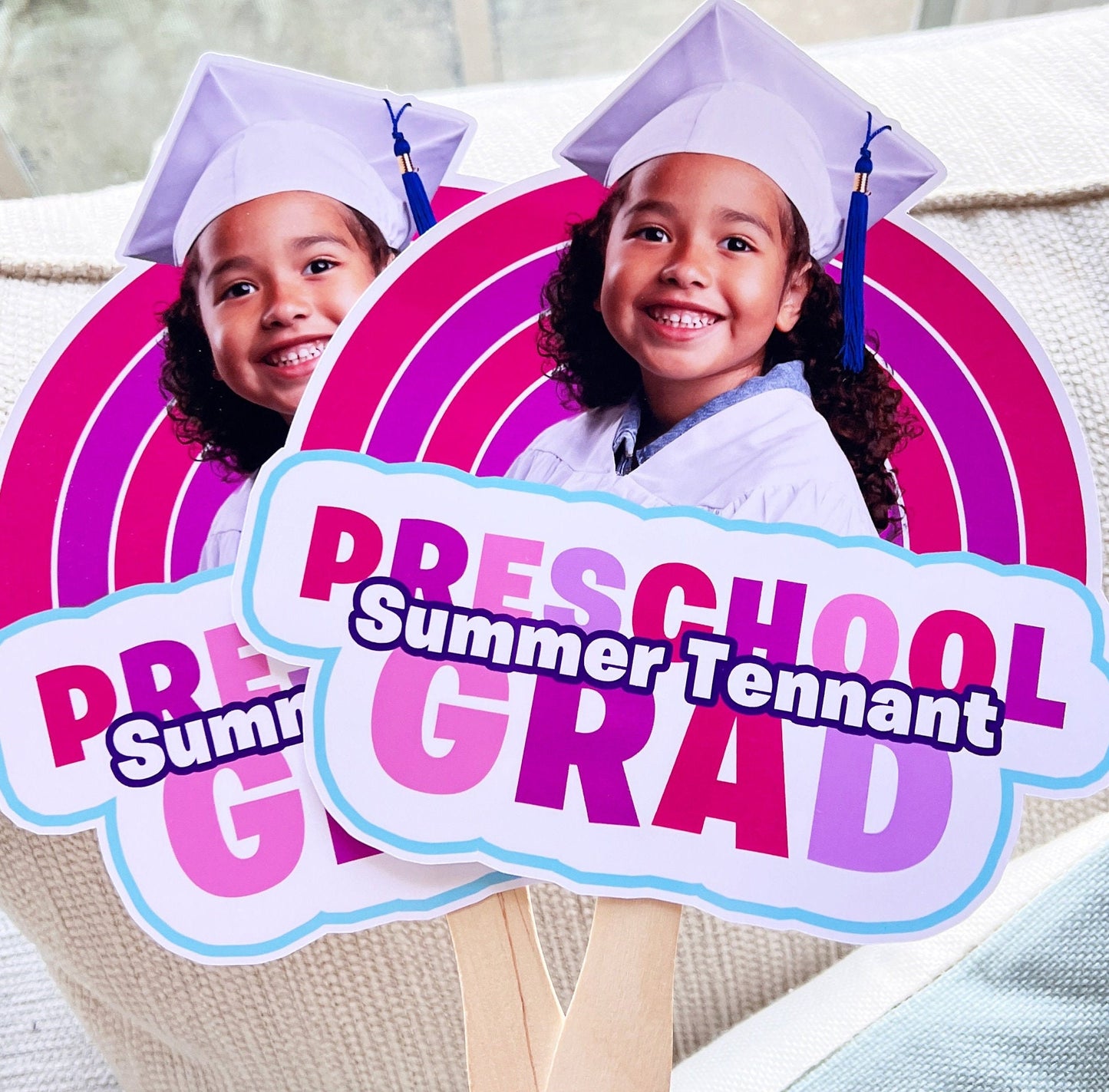 KINDERGARTEN GRADUATION Fans - Kinder Grad - Pre K - Hand Fans - Personalized Fans - Class Of - Graduation Gifts - Kindergarten Class - Pink