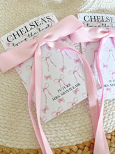 Load image into Gallery viewer, She's Tying The Knot Bow Party Favors - Coquette - Favors - Pink Bow - Pink Ribbon Hairbow Favors - Hair tie- Bridal Shower -Girly Aesthetic
