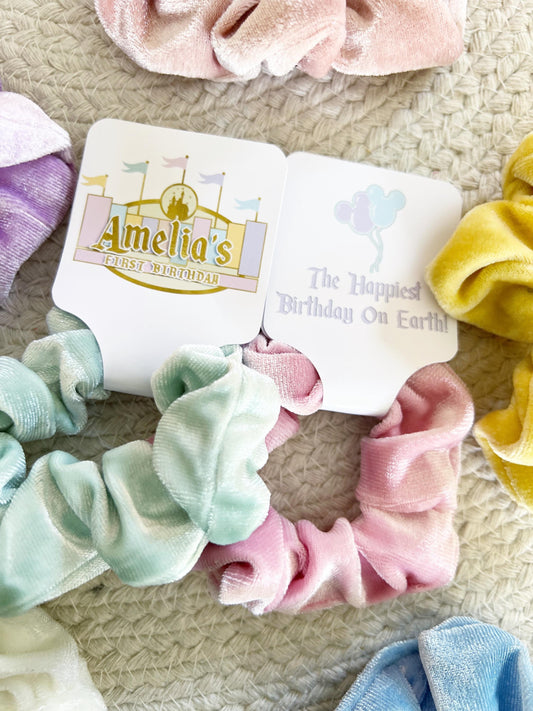 Magical Birthday Disneyland Scrunchie Party Favors - Vintage Mickey Party - Theme Park Birthday Party -Pastel - Classic -Retro - Hair Bows