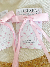 Load image into Gallery viewer, She's Tying The Knot Bow Party Favors - Coquette - Favors - Pink Bow - Pink Ribbon Hairbow Favors - Hair tie- Bridal Shower -Girly Aesthetic
