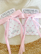 Load image into Gallery viewer, She's Tying The Knot Bow Party Favors - Coquette - Favors - Pink Bow - Pink Ribbon Hairbow Favors - Hair tie- Bridal Shower -Girly Aesthetic
