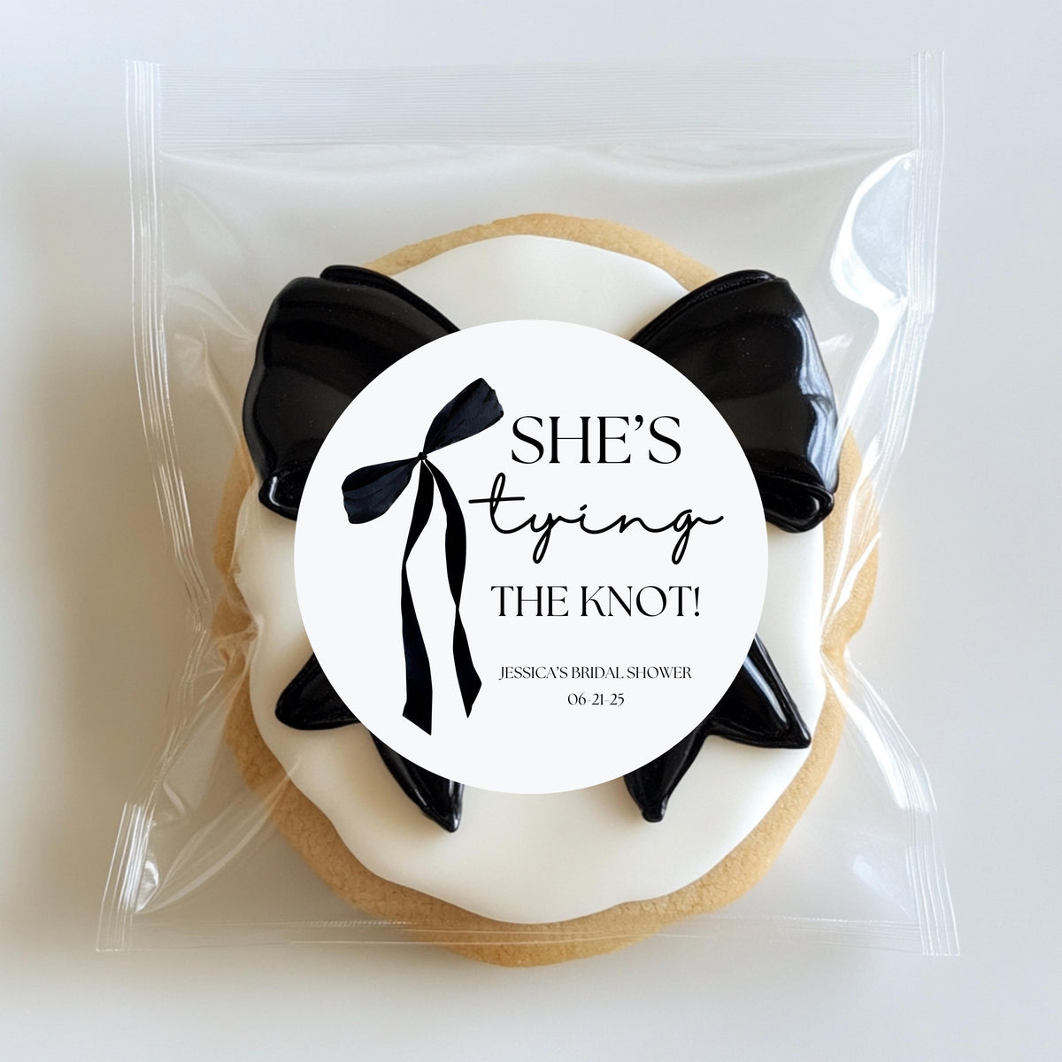 Shes Tying The Knot Thank You Stickers - Favors - Bridal Shower Stickers - Black Bow - Coquette Bow - Pink Ribbon - Wedding Stickers - Bach