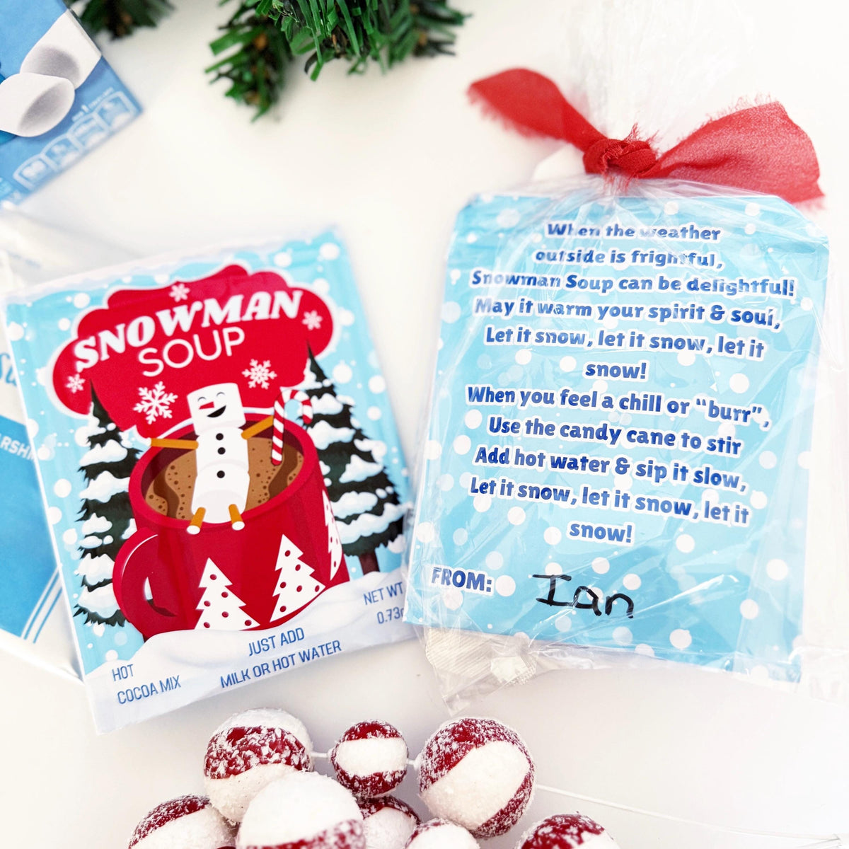 Snowman Soup Printable Wrapper - Editable - Hot Cocoa - Hot Chocolate - Snowman Poem - Class Gift -Gift Tag -Christmas Printable -Bag Topper