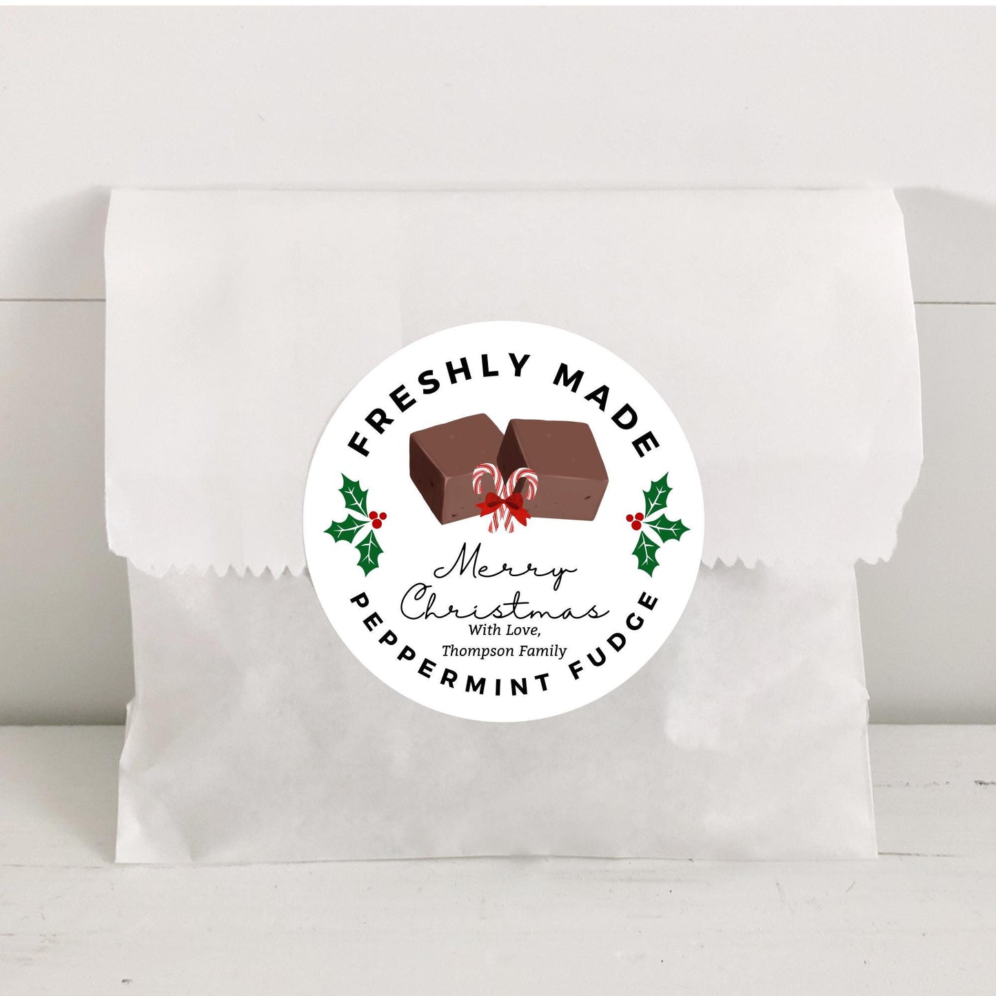 Christmas Baking Stickers - Baked With Love - Fudge Label Stickers - Personalized - From the Kitchen of Labels - Holiday Baking Gifts