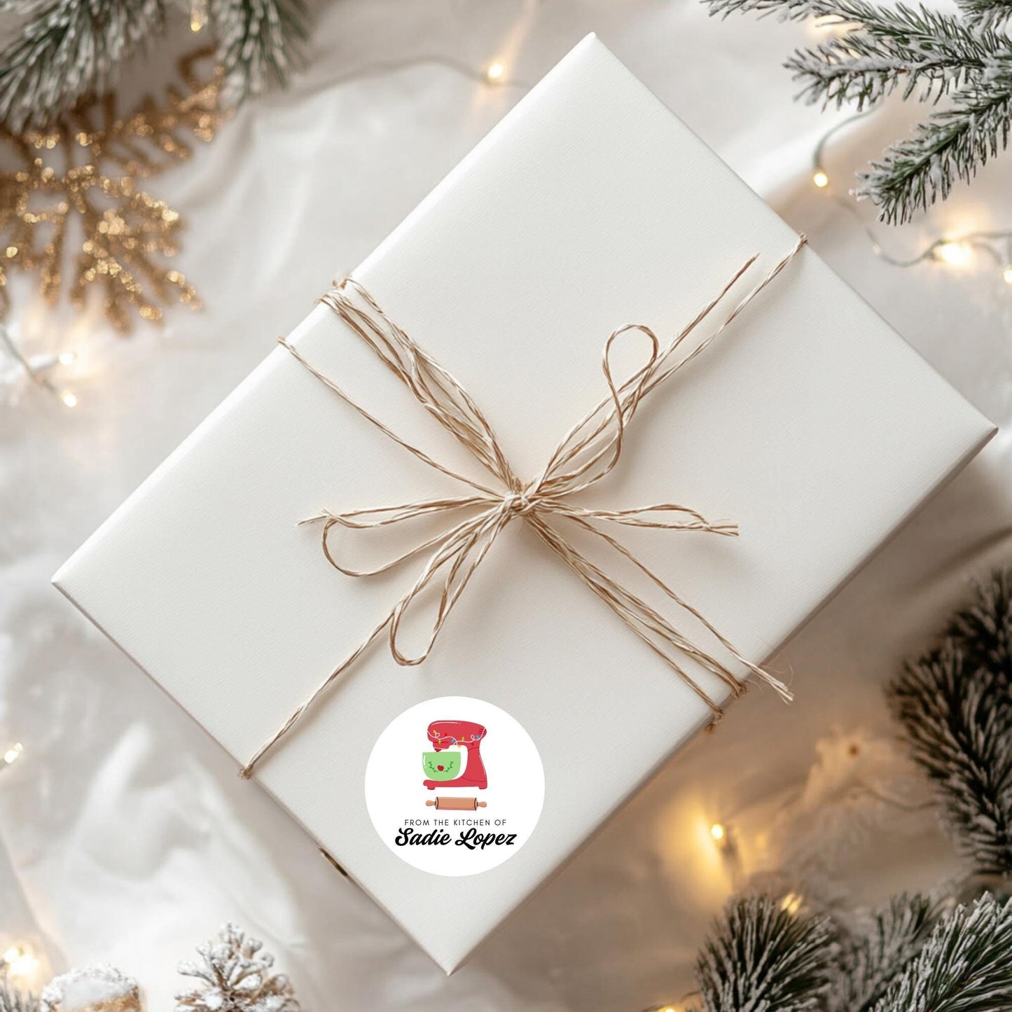 From the Kitchen of Labels - Baking Spirits Bright - Baked With Love - Christmas Baking Stickers - Cookie - Personalized - Circle - Gifts