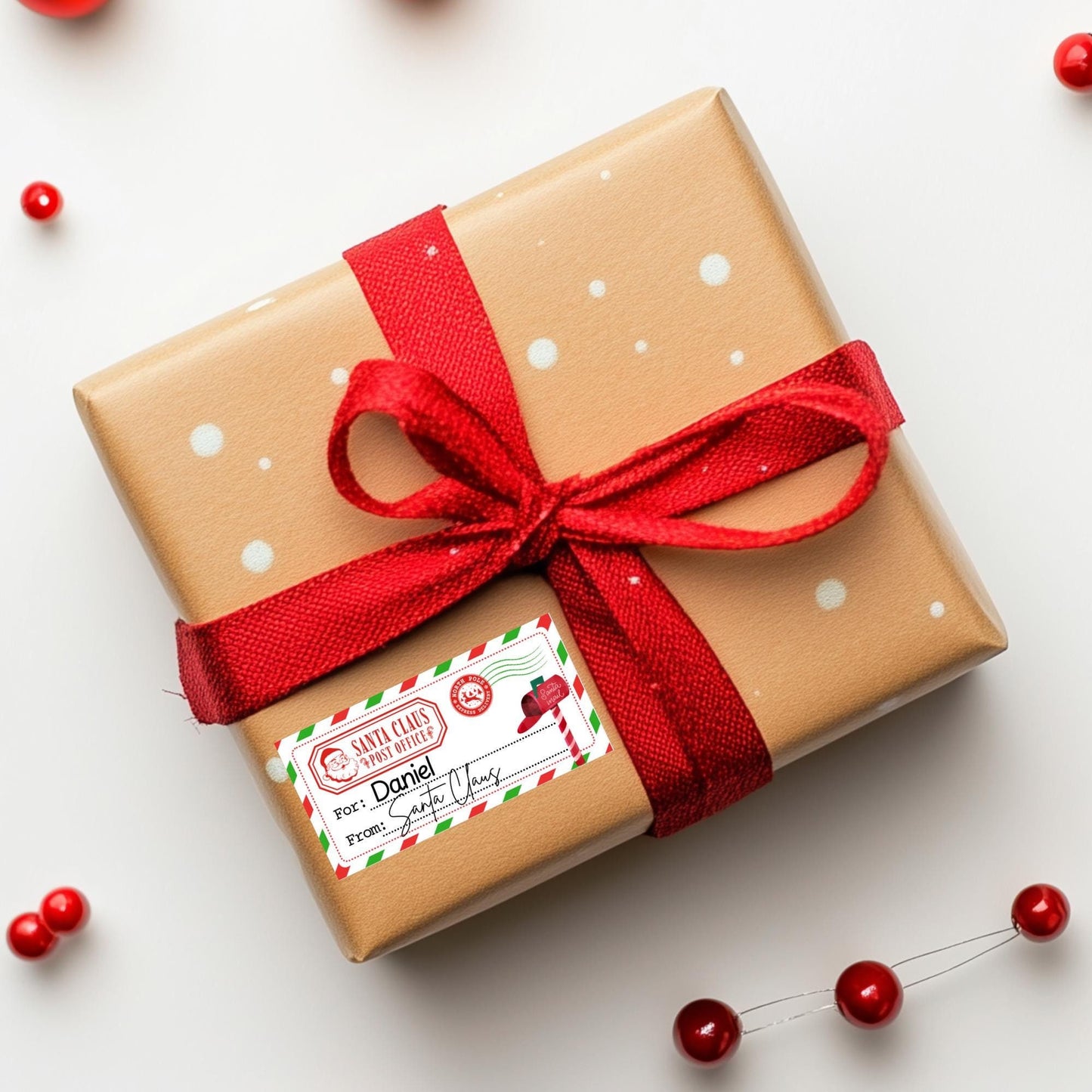 From Santa Stickers - Personalized Christmas Stickers - Kids Labels -Mail - Custom Gift Tag Stickers - Present Labels - Christmas Gift Label