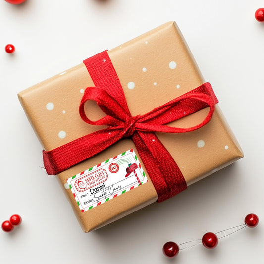 From Santa Stickers - Personalized Christmas Stickers - Kids Labels -Mail - Custom Gift Tag Stickers - Present Labels - Christmas Gift Label