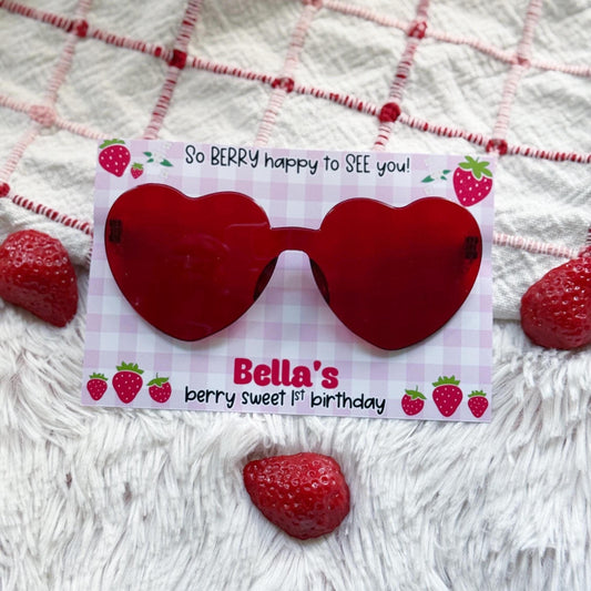 Strawberry Birthday Sunglasses Party Favors - Berry 1st - Favors -Berry Sweet - First Birthday - Strawberry Party Favors - Goodie Bag Favor