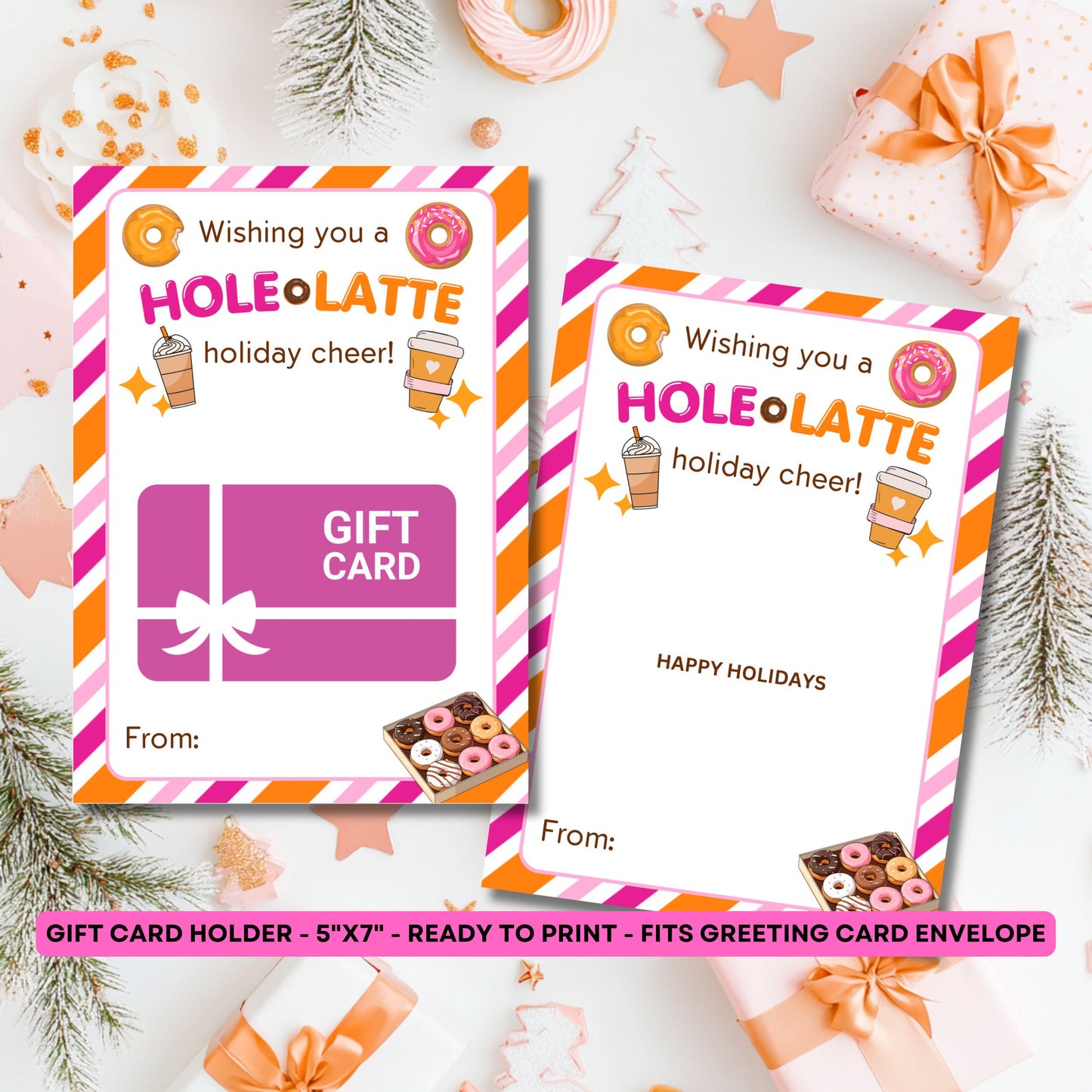 Donut Shop Gift Card Holder - Christmas Card - Teacher - Coworker - Employee -Appreciation - Nurse - Stocking Stuffer -Dunkin Thanks a Latte