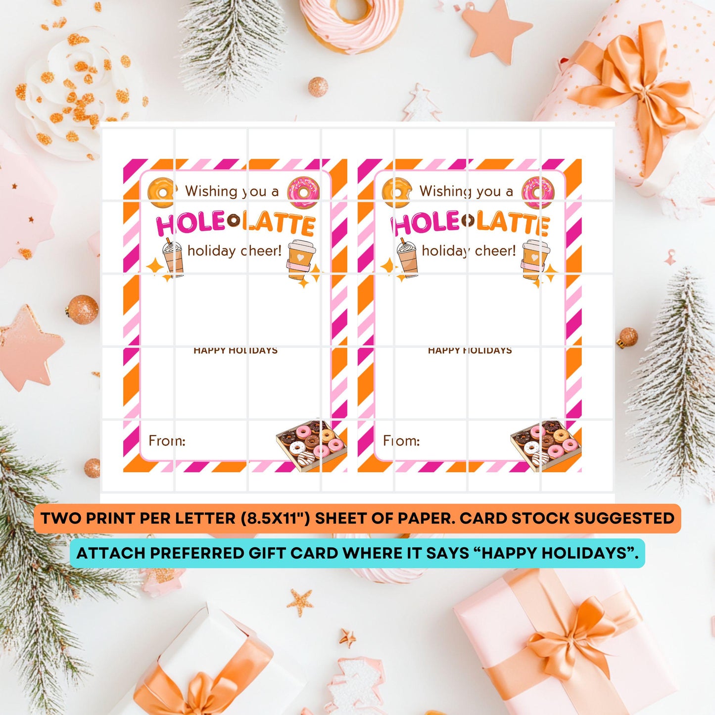 Donut Shop Gift Card Holder - Christmas Card - Teacher - Coworker - Employee -Appreciation - Nurse - Stocking Stuffer -Dunkin Thanks a Latte