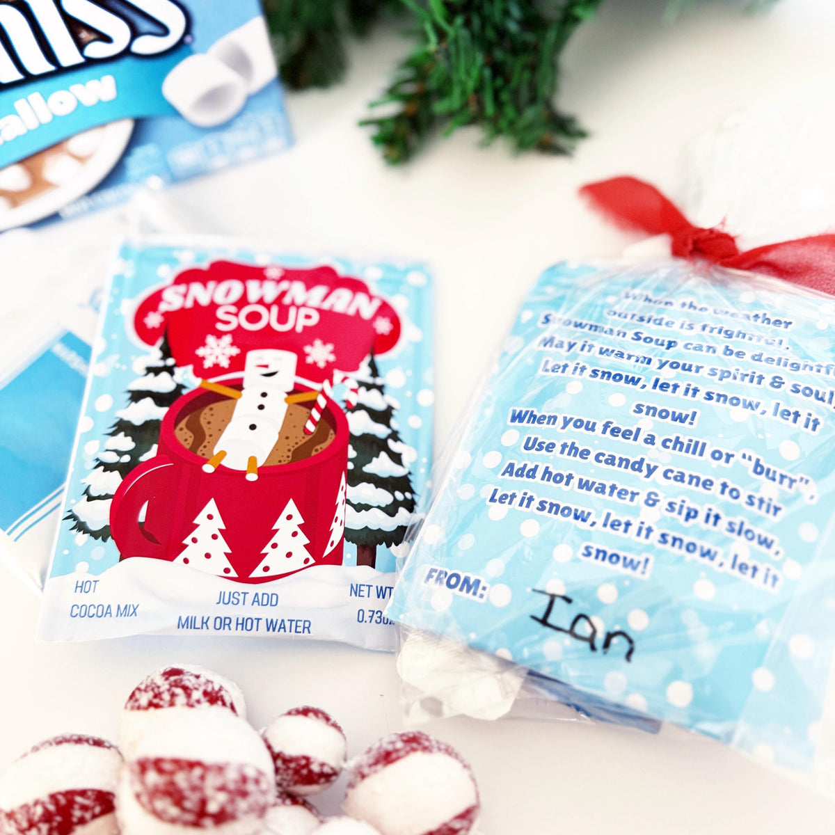 Snowman Soup Printable Wrapper - Editable - Hot Cocoa - Hot Chocolate - Snowman Poem - Class Gift -Gift Tag -Christmas Printable -Bag Topper