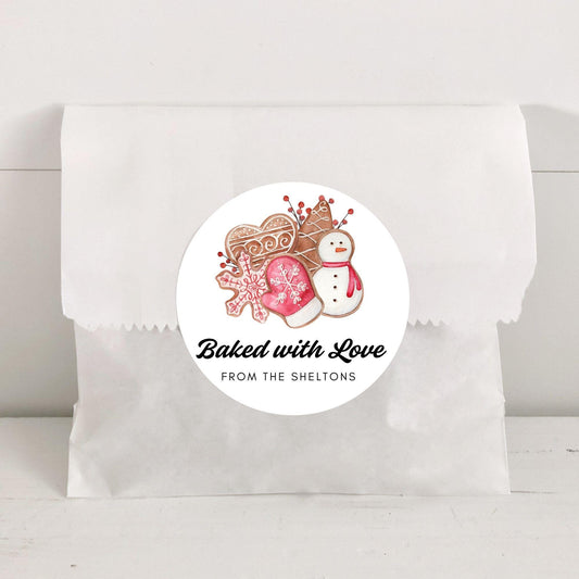 Baked With Love - From the Kitchen of Labels - Christmas Baking Stickers - Cookie - Personalized - Circle Stickers - Holiday Baking Gifts