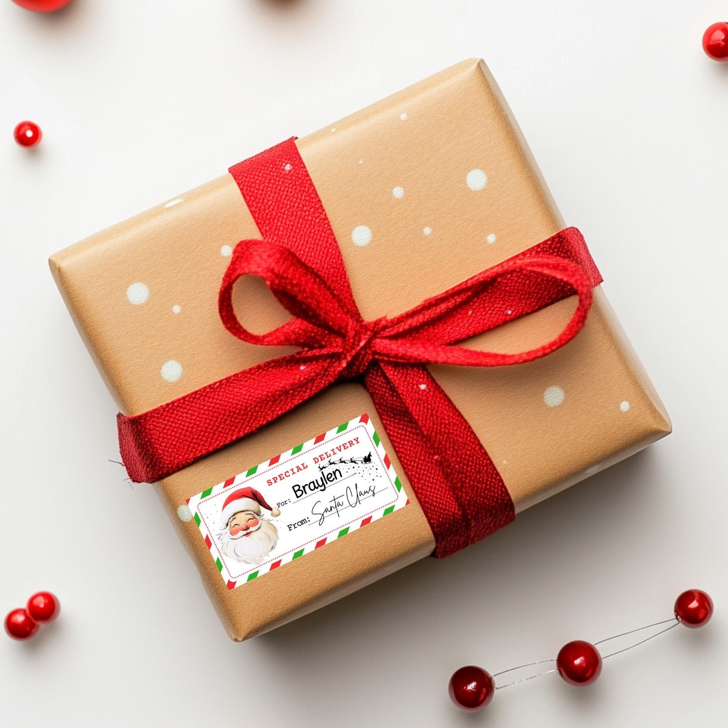From Santa Stickers - Personalized Christmas Stickers - Kids Labels -Mail - Custom Gift Tag Stickers - Present Labels - Christmas Gift Label