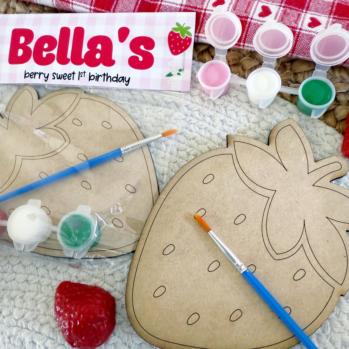 Strawberry Birthday Party Paint Kit Favor - Berry 1st Birthday - Berry Sweet - Strawberry Party Favor - DIY - Craft - First Birthday - Gift