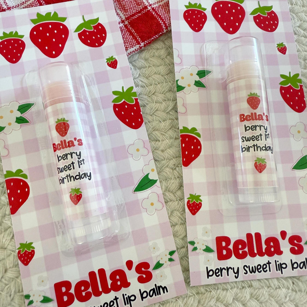 Strawberry Birthday Lip Balm Party Favors - Berry Sweet - Berry First Party Favors - 1st Birthday - Lip Balm Favors  - Gloss - Goodie Bag