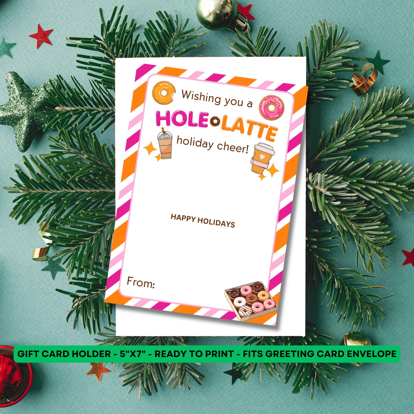 Donut Shop Gift Card Holder - Christmas Card - Teacher - Coworker - Employee -Appreciation - Nurse - Stocking Stuffer -Dunkin Thanks a Latte