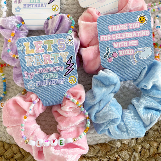 Preppy Patch Scrunchie Friendship Bracelet Party Favors - Lets Party - Favors - Retro - Varsity Patch - Patch Letters - Girl - Teen - Tween