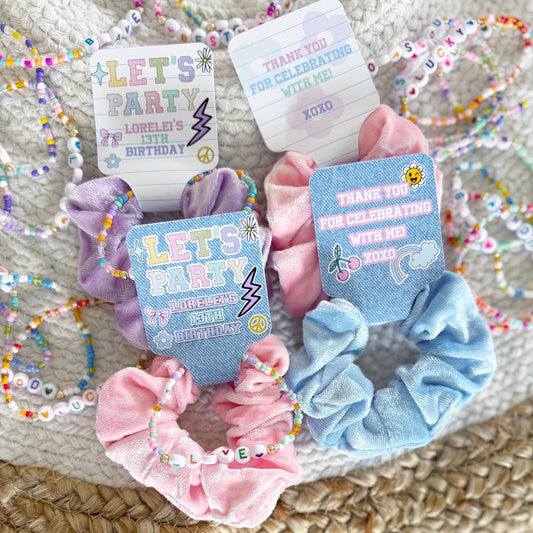 Preppy Patch Scrunchie Friendship Bracelet Party Favors - Lets Party - Favors - Retro - Varsity Patch - Patch Letters - Girl - Teen - Tween