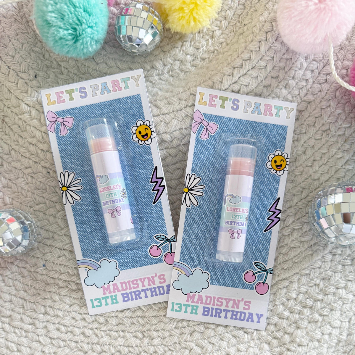 Preppy Patch Lip Balm Party Favors - Gloss Favors - Lets Party - Favors - Retro - Varsity Patch - Patch Letters -Girl Birthday -Teen - Tween