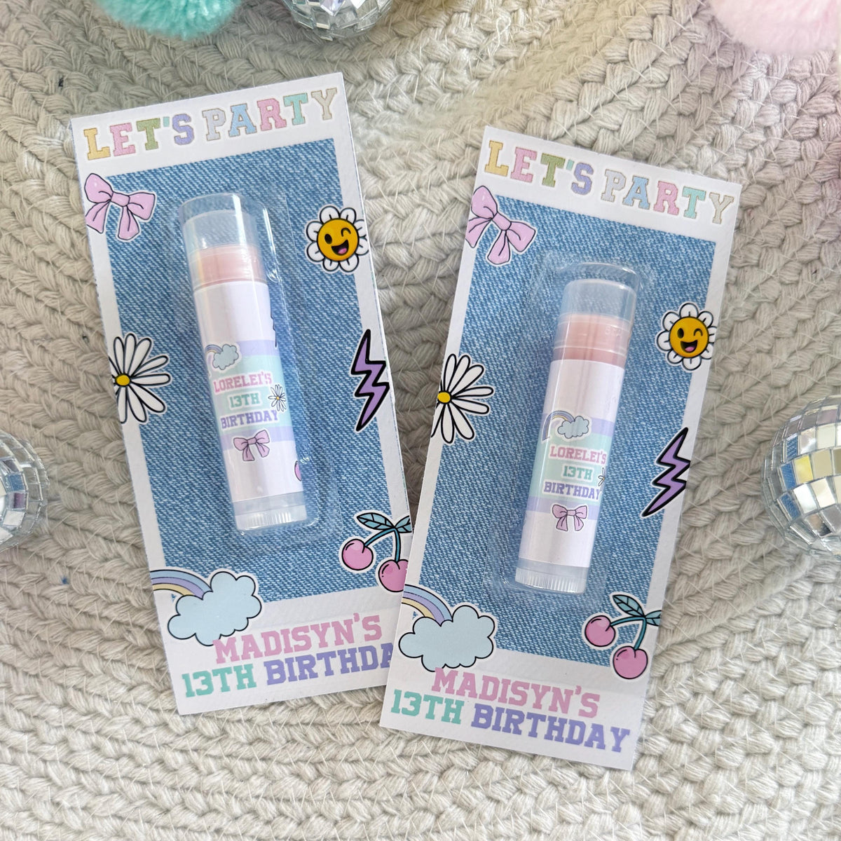 Preppy Patch Lip Balm Party Favors - Gloss Favors - Lets Party - Favors - Retro - Varsity Patch - Patch Letters -Girl Birthday -Teen - Tween