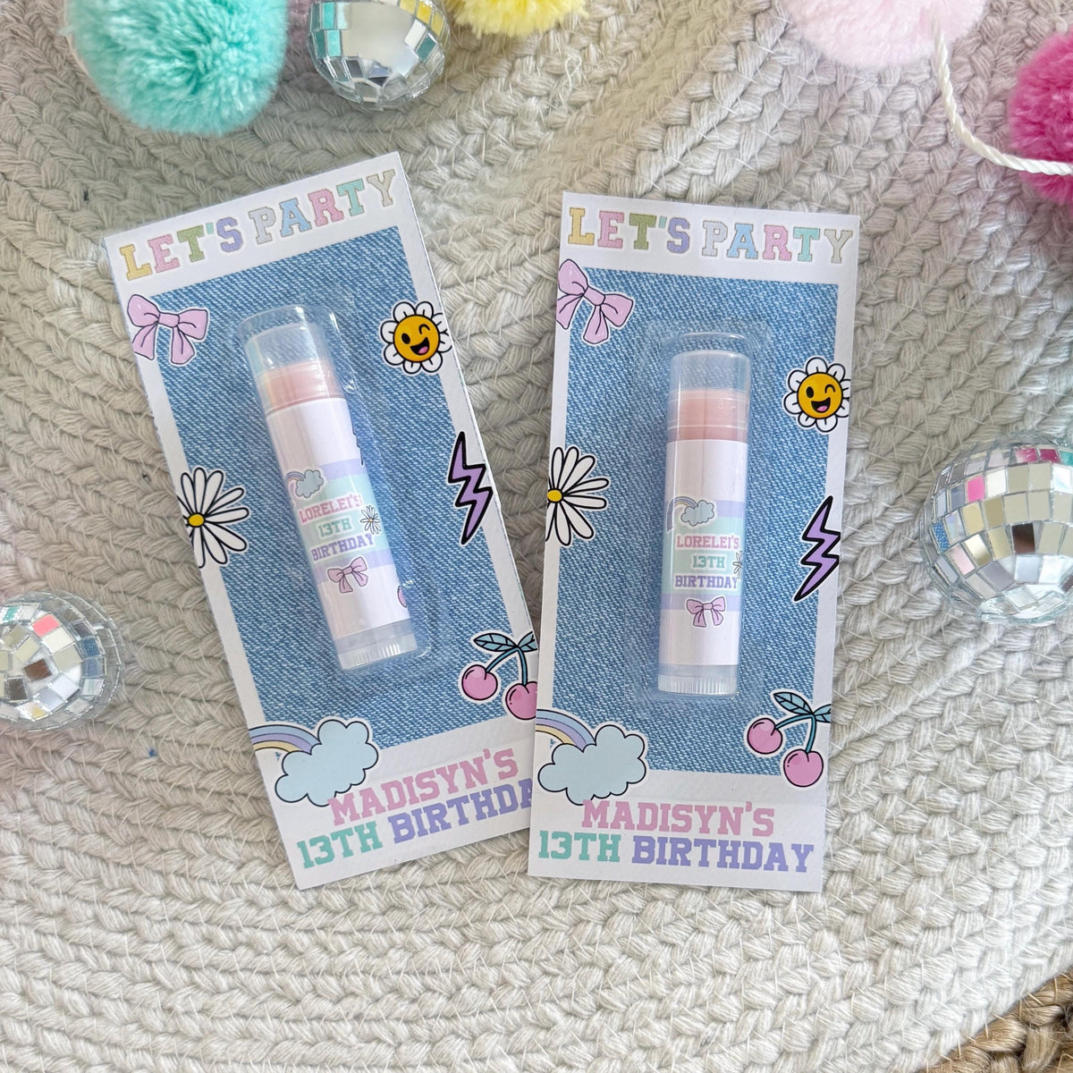 Preppy Patch Lip Balm Party Favors - Gloss Favors - Lets Party - Favors - Retro - Varsity Patch - Patch Letters -Girl Birthday -Teen - Tween